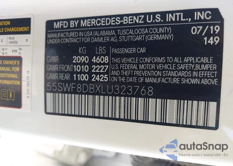 2020 Mercedes-Benz C 300 from USA, damaged, VIN 55SWF8DBXLU323768